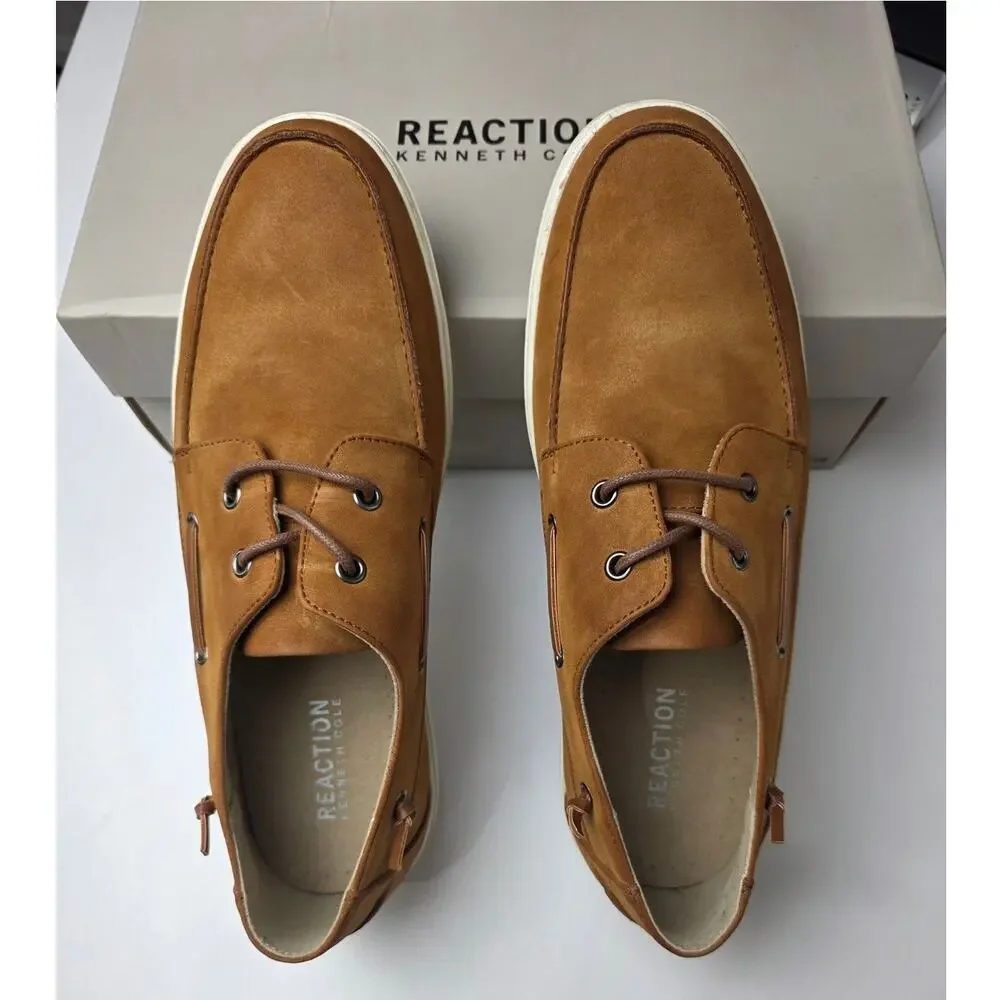 NEW Kenneth Cole Reaction Indy Boat Shoes Tan 10.5, Men's